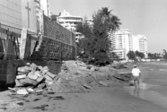 ‘Emergency’ seawall constructed from construction debris and cemetery headstones (left end of wall) in the San Juan Puerto Rico area.