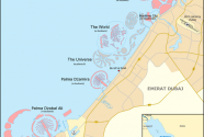 Map, Palm Jebel Ali, Palm Jumeirah, Palm Deira, The World, The Universe, Waterfront, January 20th, 2010.