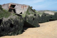 Relics left over from the D-Day invasion at Omaha Beach.