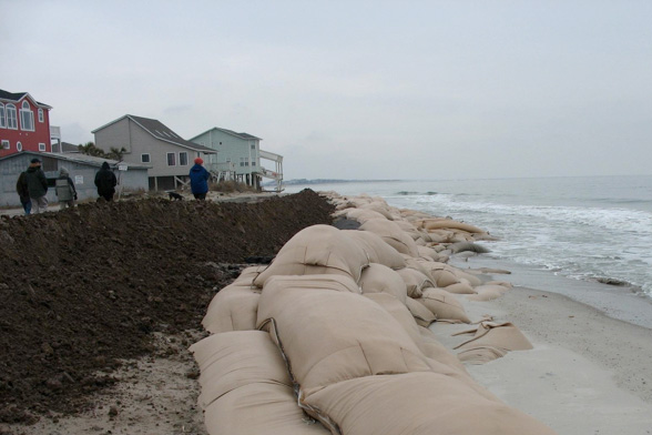 Use of sand bags on beaches