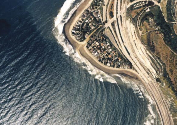 Wave refraction at Rincon Point, near Ventura in southern California makes this location an ideal and well-known surf break (Photograph courtesy of California Department of Boating and Waterways).