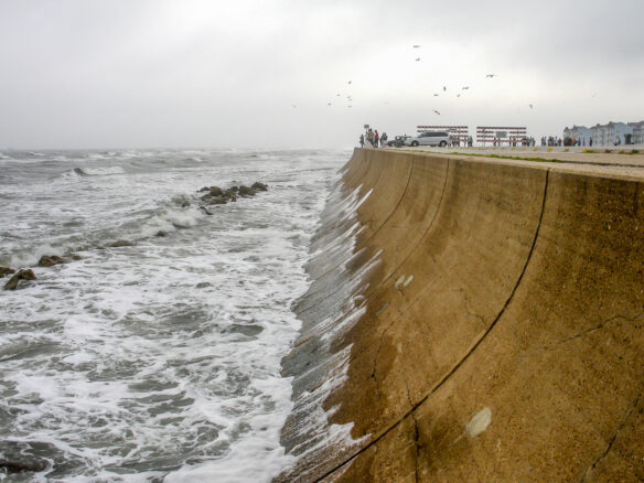 The seawall at Galveston, Texas, built after the disastrous hurricane of 1900 (Photograph © Gary Griggs).